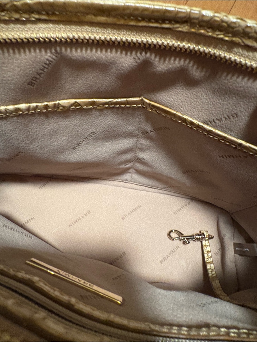 Brahmin Mini Asher Granite Melbourne Croc-Embossed Leather Satchel - Picture 13 of 16
